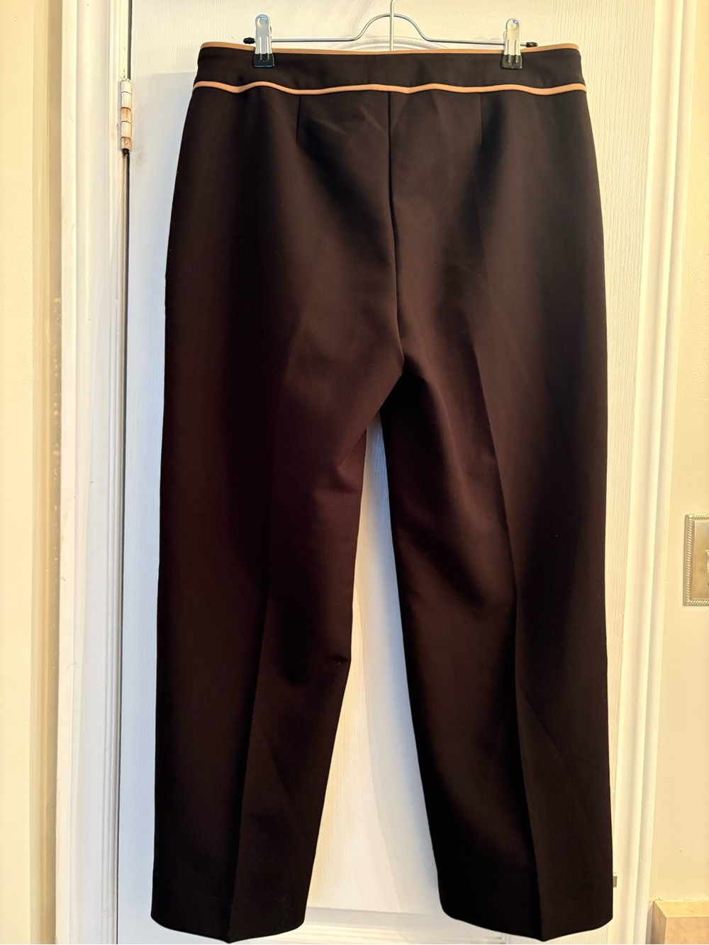 Women's Dark Brown Dress Pants with Tan Trim Petite Sizes